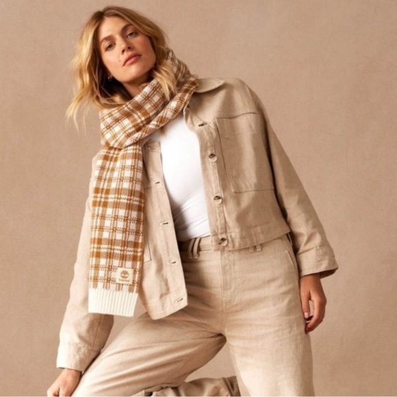 Timberland Accessories - Timberland Buffalo Plaid Scarf 10” X 68” cream, mustard, brown, NWT